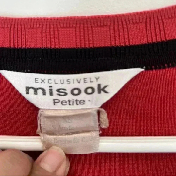 EXCLUSIVELY MISOOK Open Front Knit Cardigan Sweater Black Red Sz xS - Picture 3 of 11